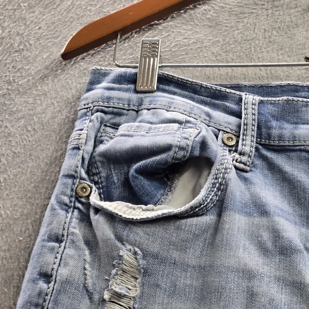 BKE Men Jeans 32X34 Light Blue Denim Straight Jake Distressed 31